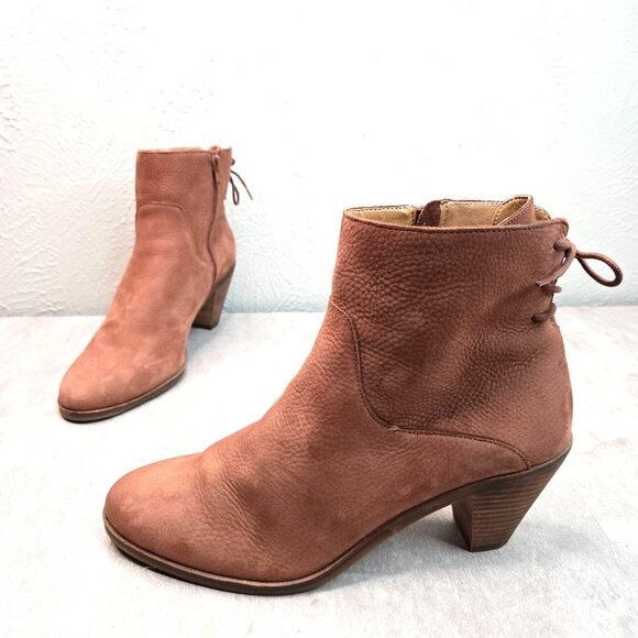Lucky Brand Ankle Boots Size 9.5 Brown Leather Victorian Western Lace Up Booties - Picture 1 of 13
